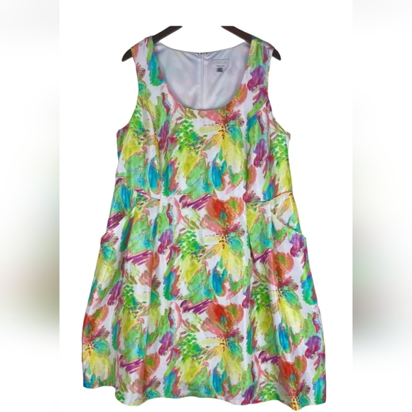 Signature by Robbie Lee Watercolor Sundress Sleeveless,Pockets Size 18W 2X - Picture 1 of 4